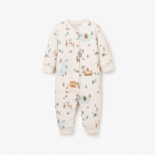 Whimsical Winter Wonderland Printed Fleece Jumpsuit