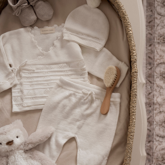 Going Home Outfit Set | White Cashmere Pointelle Layette Set with Box