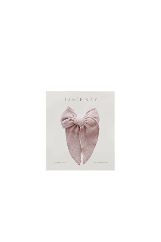 Organic Cotton Muslin Bow | Mauve Shadow