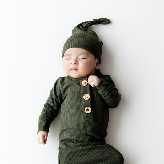 Ribbed Knotted Gown with Hat Set | Fir