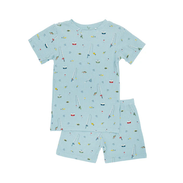 Shorts Two-Piece Bamboo Set | Gone Fishing (Ribbed)
