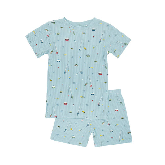 Shorts Two-Piece Bamboo Set | Gone Fishing (Ribbed)