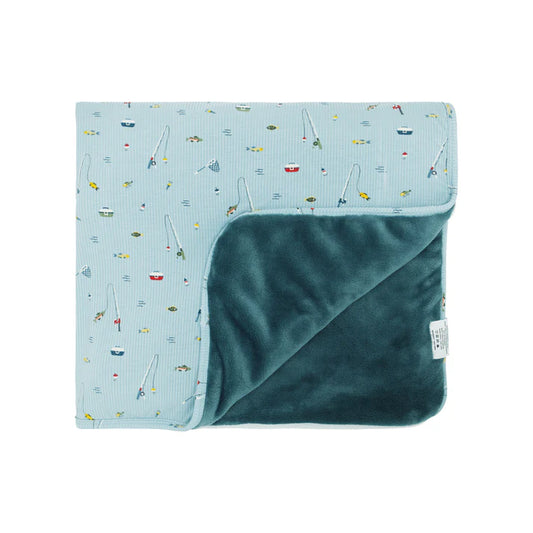 Gone Fishing Ribbed Bamboo Plush Blanket