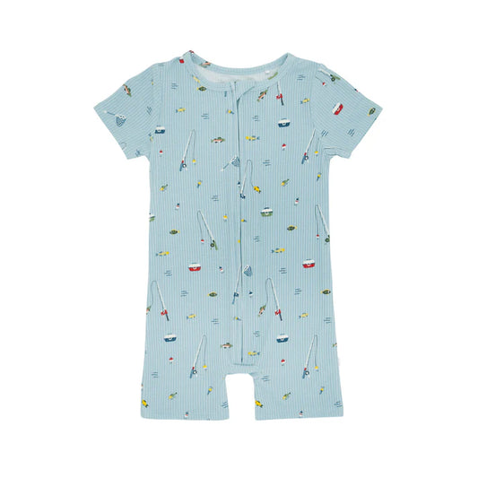 Bamboo Summer Zip Romper | Gone Fishing (Ribbed)
