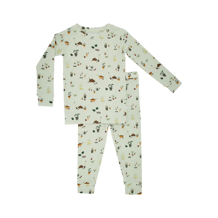 Bamboo Pajama Set | Backyard Garden (Ribbed)