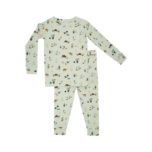 Bamboo Pajama Set | Backyard Garden (Ribbed)