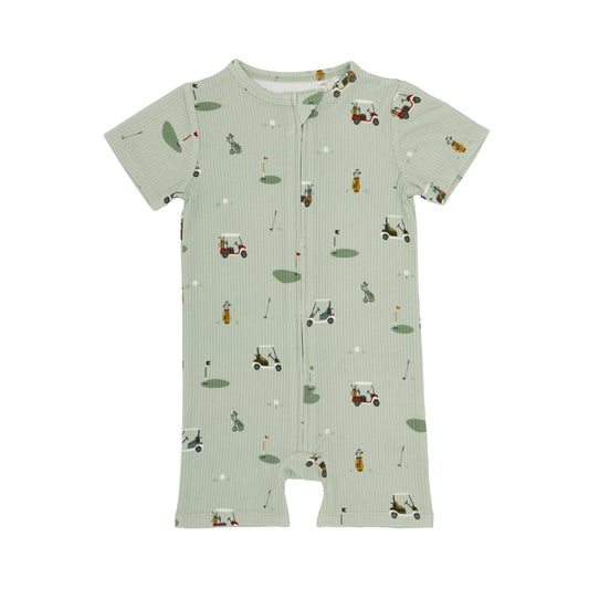 Bamboo Summer Zip Romper | Golf (Small Ribbed)