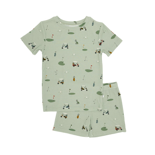 Shorts Bamboo Pajama Set | Golf (Small Ribbed)