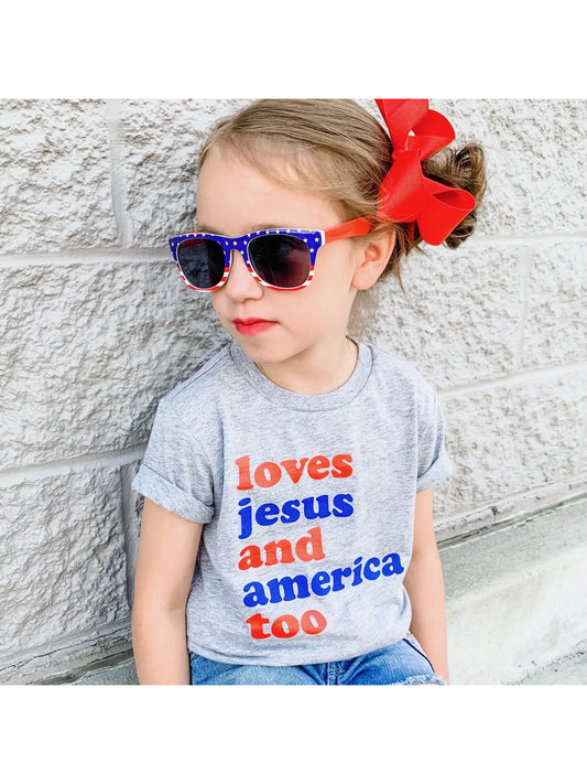 Loves Jesus and America Too T-Shirt | Grey