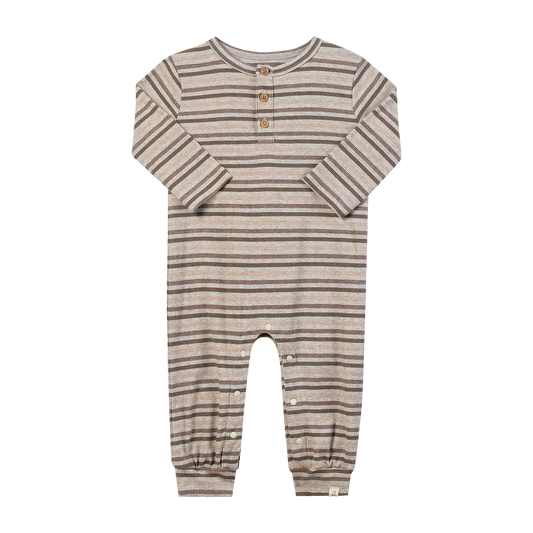 Mason Henley Romper | Ribbed Beige Multi Stripe