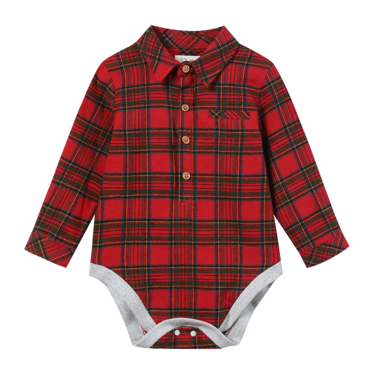 Jasper Woven Onesie | Festive Red Plaid