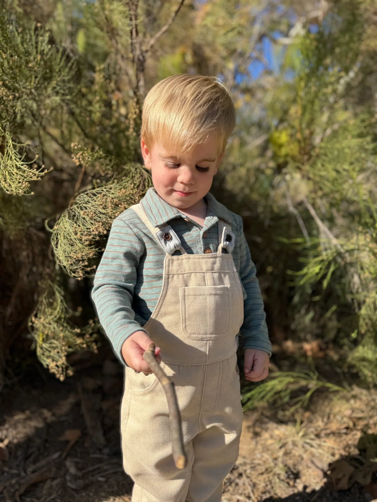 Gentry Woven Overalls | Beige Moleskin