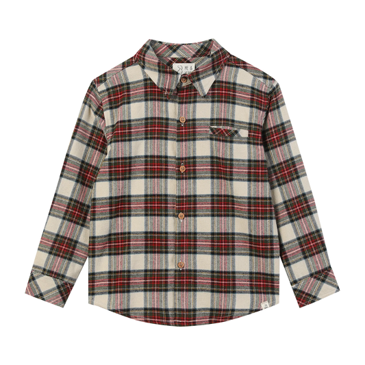 Atwood Woven Shirt | Cream & Green Plaid