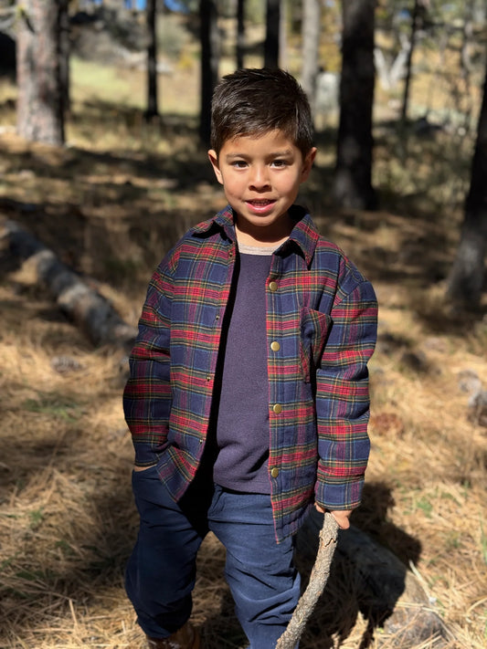 Hiker Padded Jacket | Navy Plaid