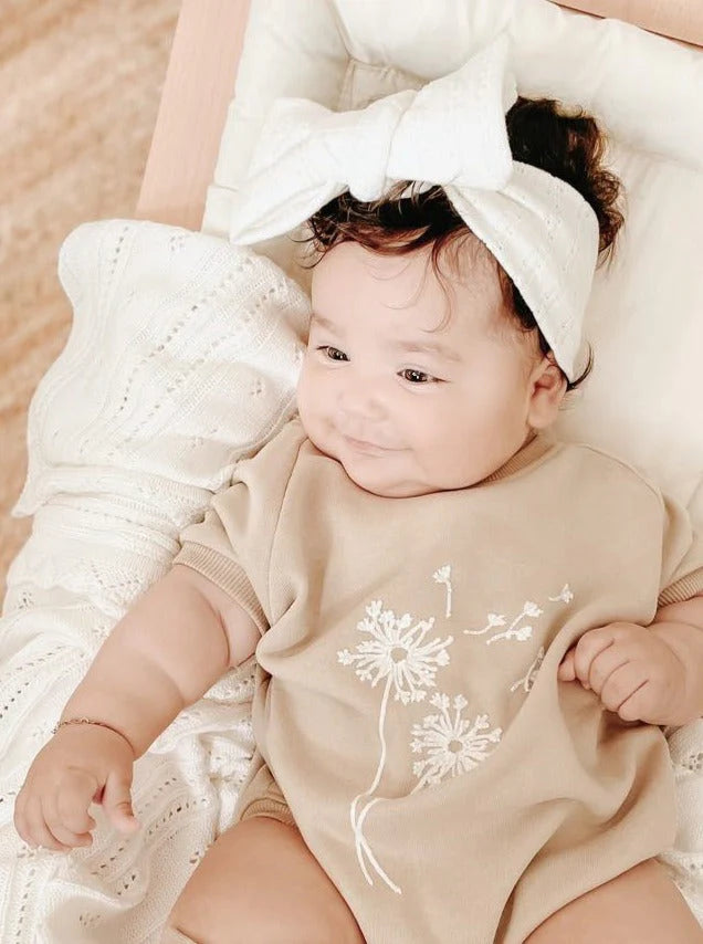 Pointelle Bow Headband | White