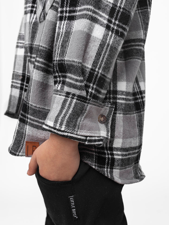 Removable Hooded Flannel | Pebble