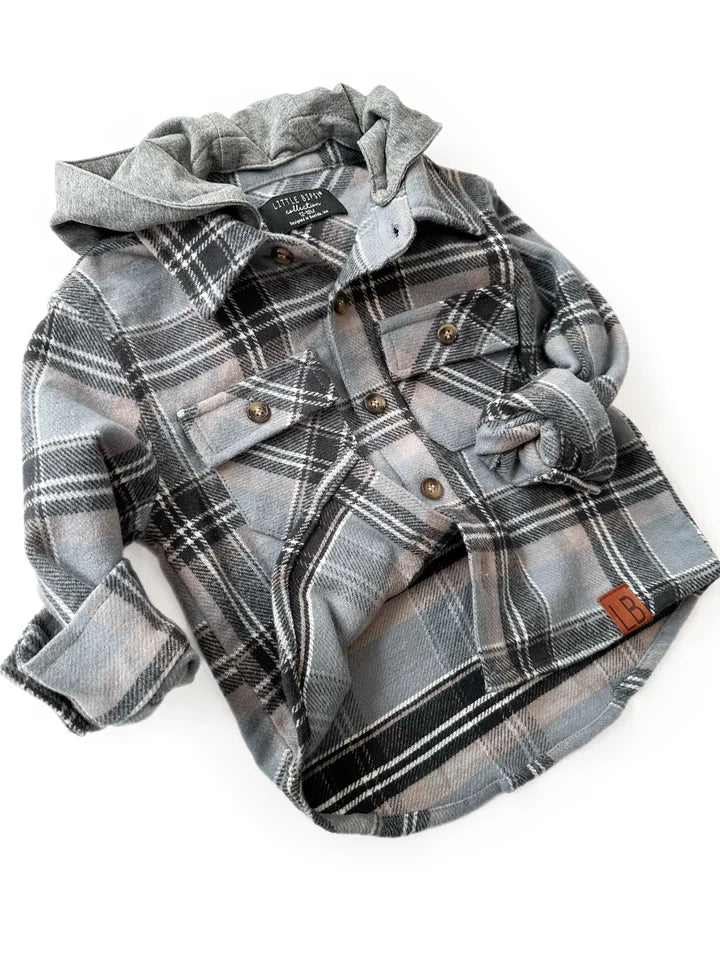 Removable Hooded Flannel | Sky