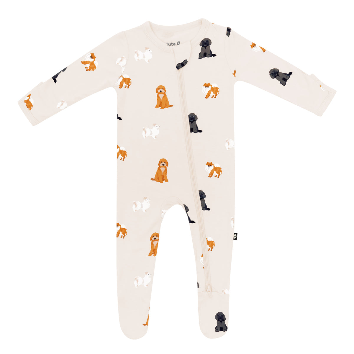 Bamboo Zipper Footie | Fluffy Dogs