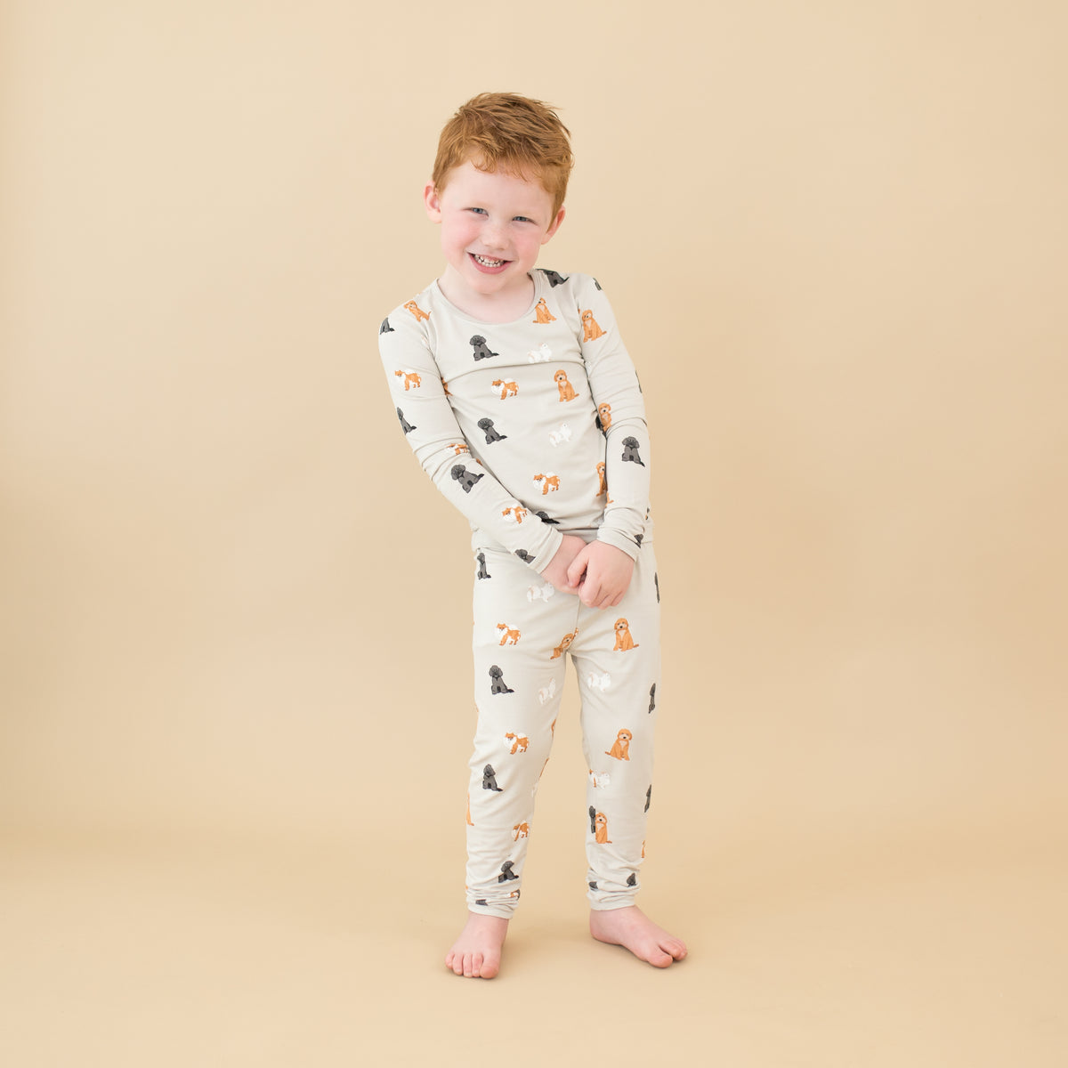 Bamboo Long Sleeve Pajama Set | Fluffy Dogs