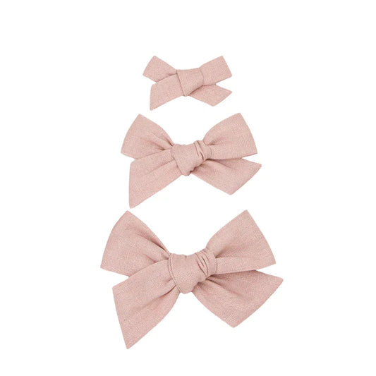 Linen Bow | White Clip - Pigtail Pack