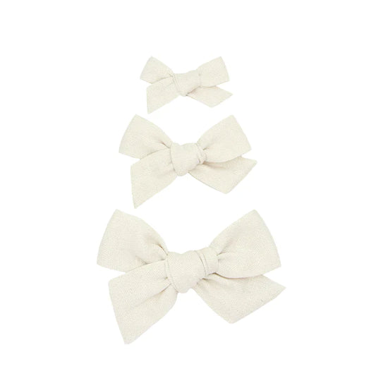 Linen Bow | Ivory Stripe Clip