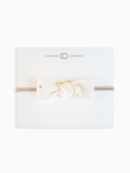 Organic Pointelle Bow Headband | Ivory+Wisteria