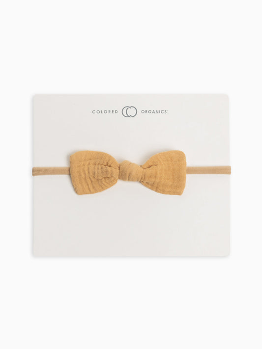 Organic Muslin Bow Headband | Honey
