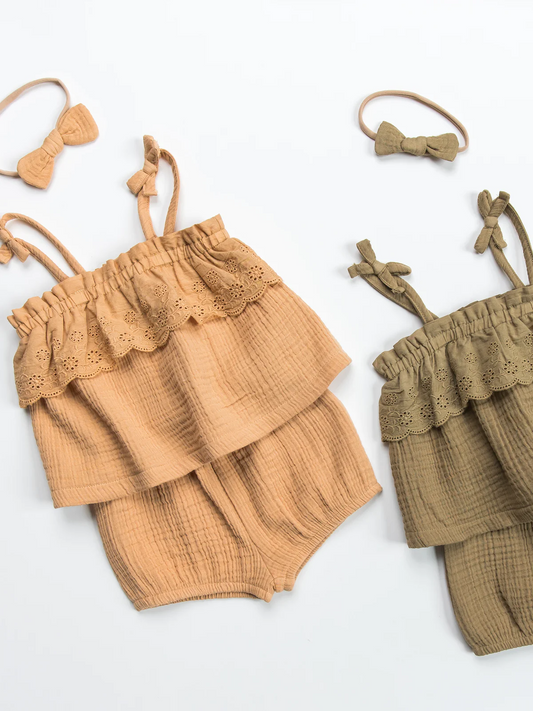 Organic Muslin Bow Headband | Honey
