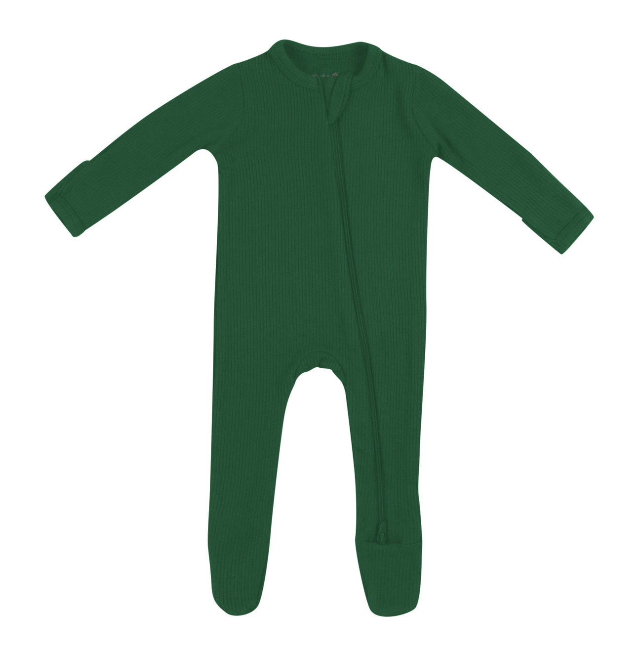 Bamboo Ribbed Cotton Zippered Footie | Forest
