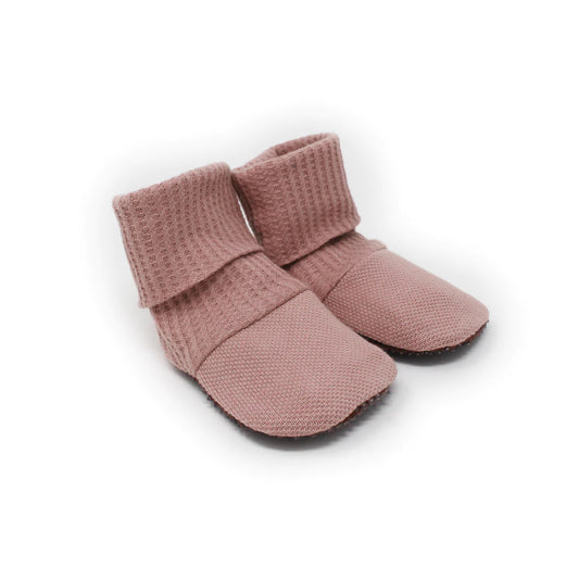 Organic Pique Baby Booties | Mauve