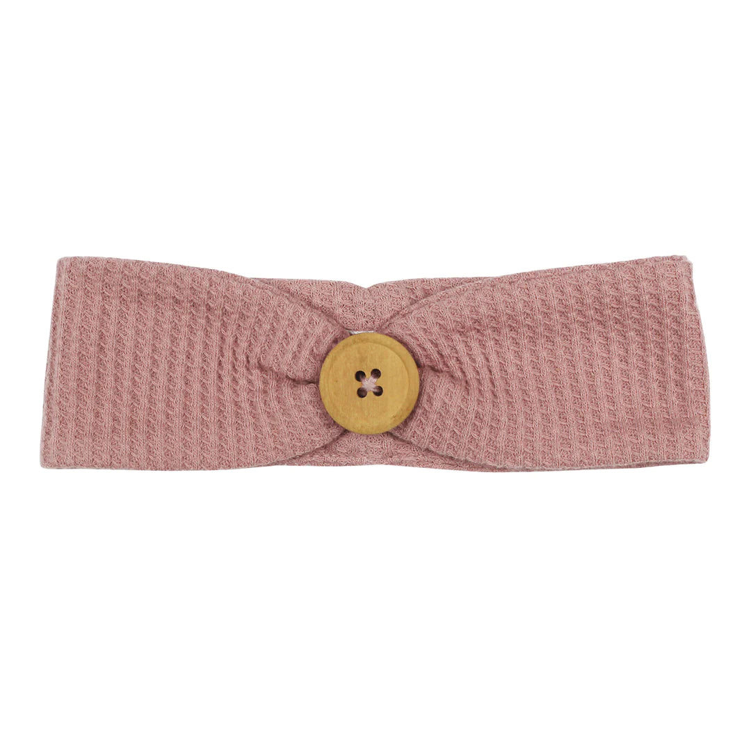 Organic Pique Button Headband | Mauve