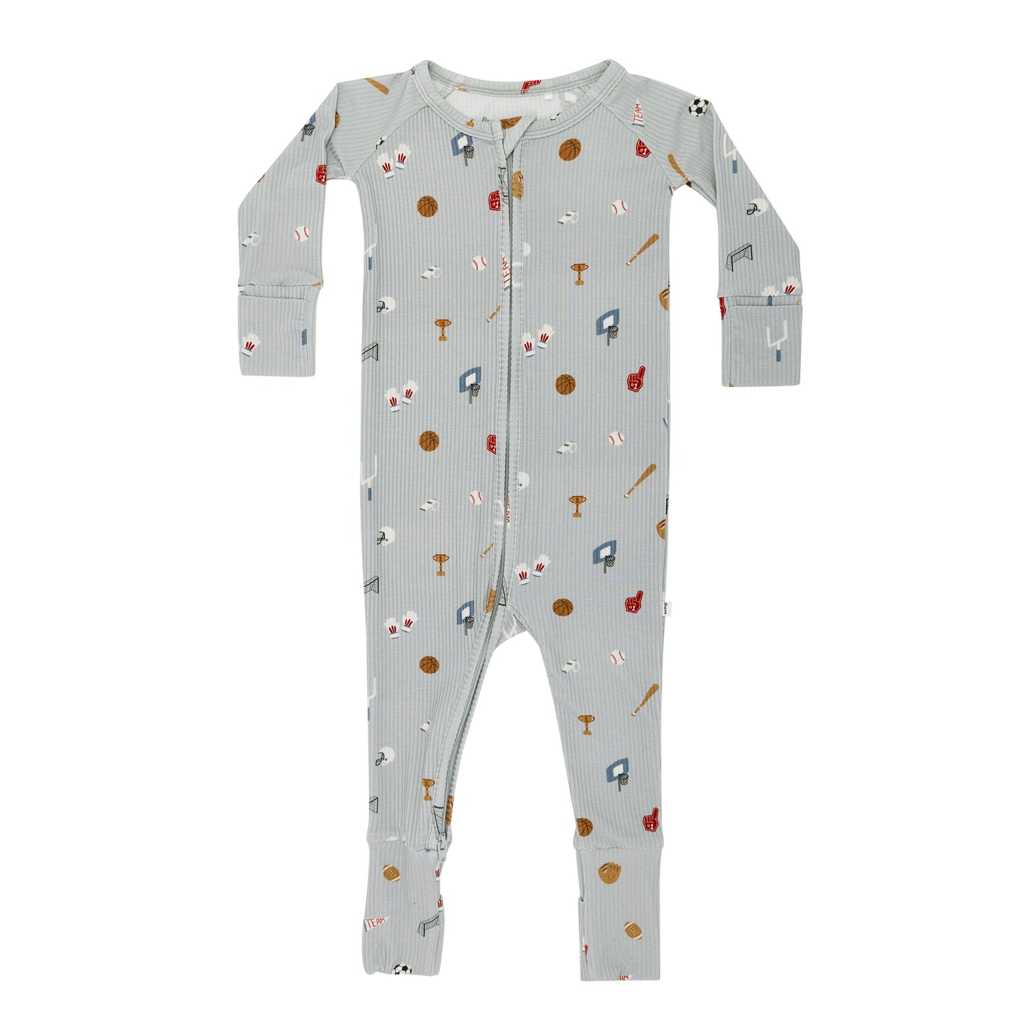Bamboo Zip Sleeper w/ Fold-Over Feet | Sports Zone (Ribbed)