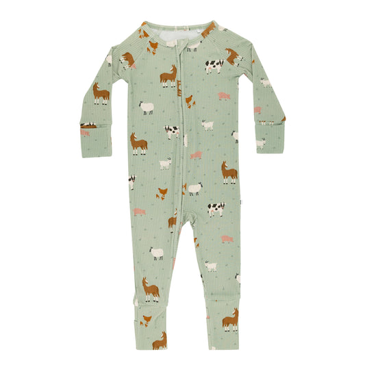 Bamboo Sleeper w/ Fold-Over Feet  | Farm Animals