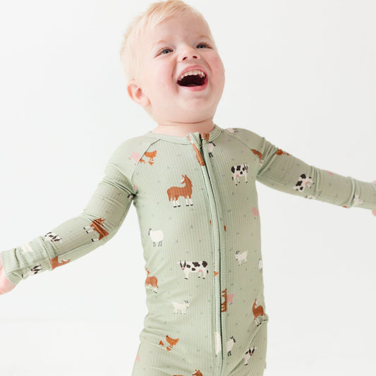 Bamboo Sleeper w/ Fold-Over Feet  | Farm Animals