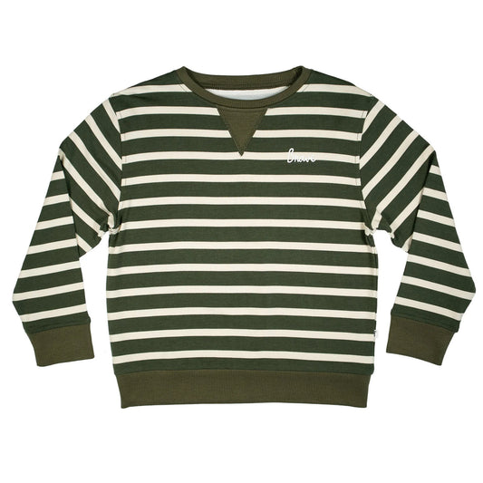 French Terry Pullover | Green Stripe with Brave