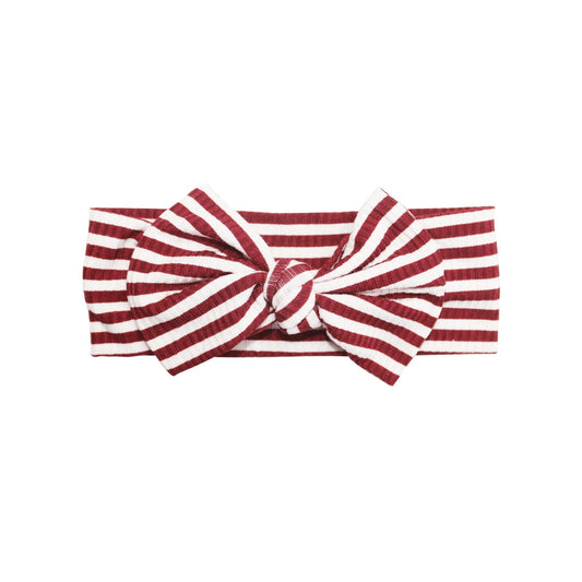 Headband w/ Bow | Red Stripe