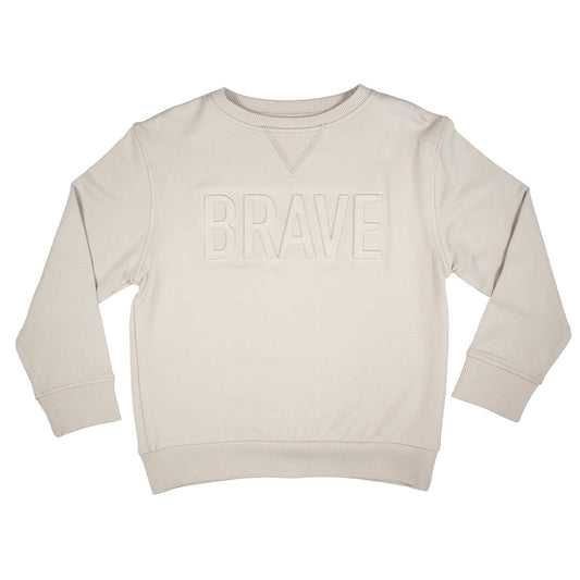 French Terry Pullover | Taupe with Embossed BRAVE