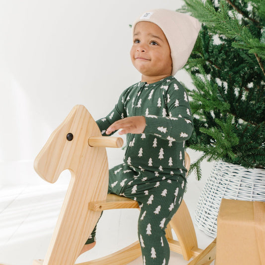 Ribbed Convertible Zip Sleeper | Christmas Trees