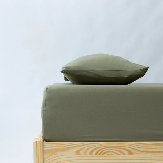 Twin Sheet w/ Pillow Case | Olive