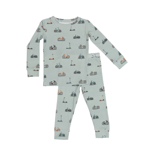 Bamboo Pajama Set | Bicycles & Scooters (Small Ribbed)