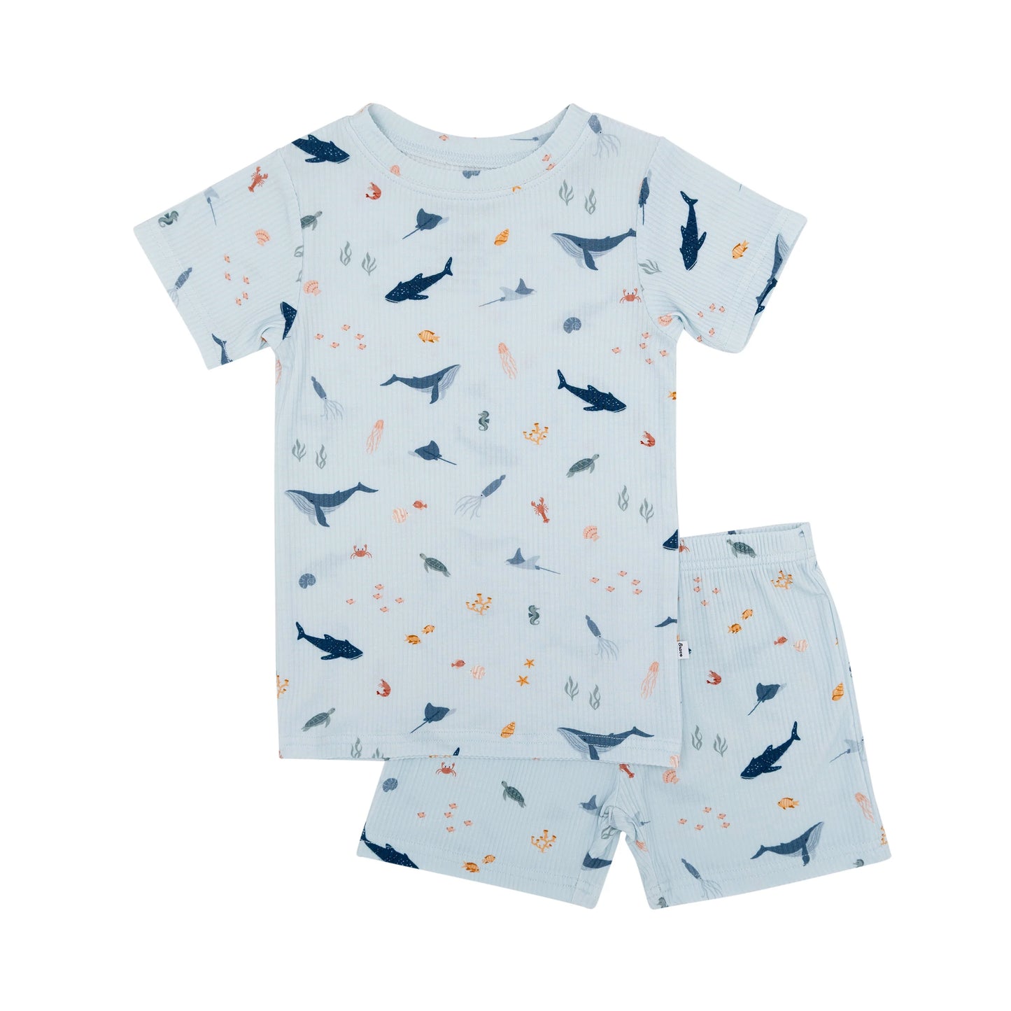 Shorts Bamboo Pajama Set | Under The Sea (Ribbed)