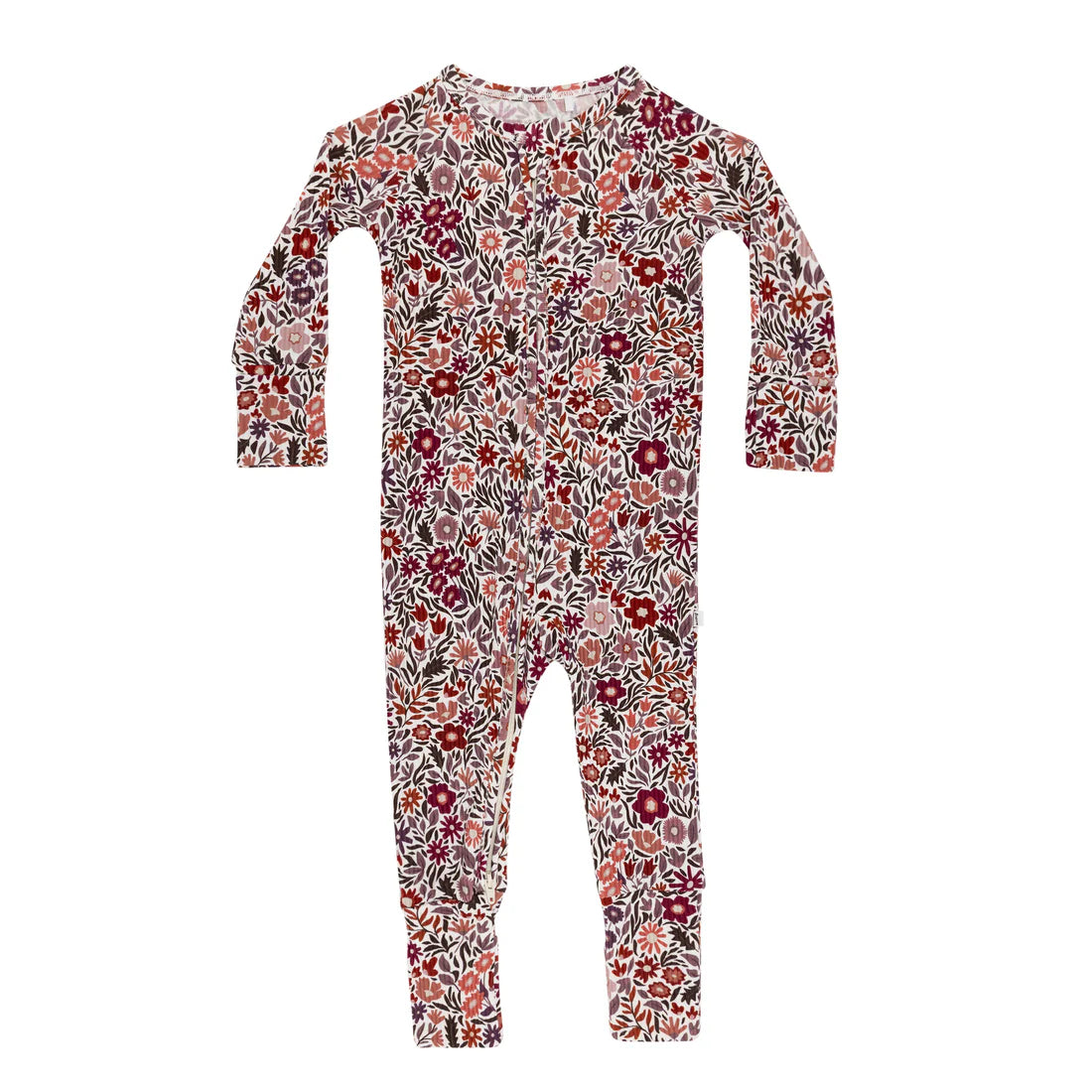 Bamboo Sleeper w/ Fold-Over Feet | Fall Blooms (Small Ribbed)