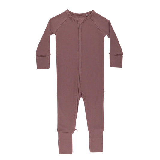 Bamboo Sleeper w/ Fold-Over Feet | Plum (Small Ribbed)