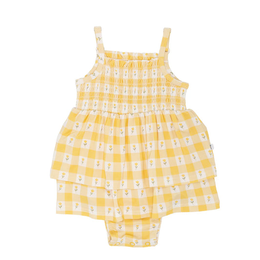 Ruffle Romper | Yellow Gingham Tulip