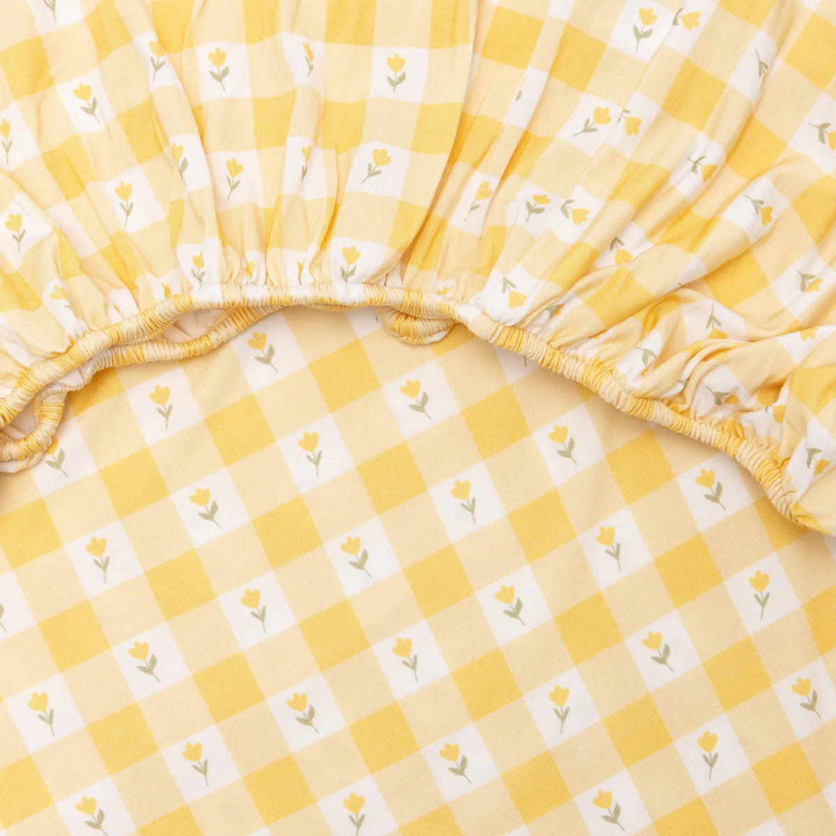 Crib Sheet | Yellow Gingham Tulip