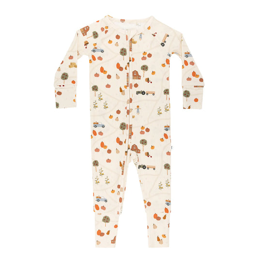 Bamboo Sleeper w/ Fold-Over Feet  | Pumpkin Patch (Ribbed)