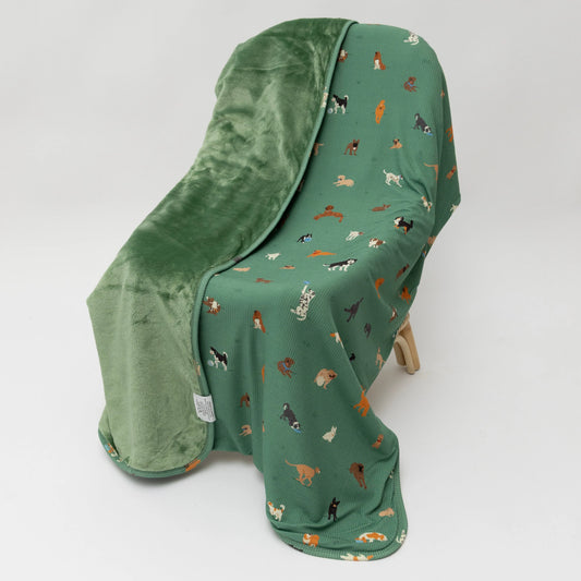 Dogs Green | Bamboo Plush Blanket