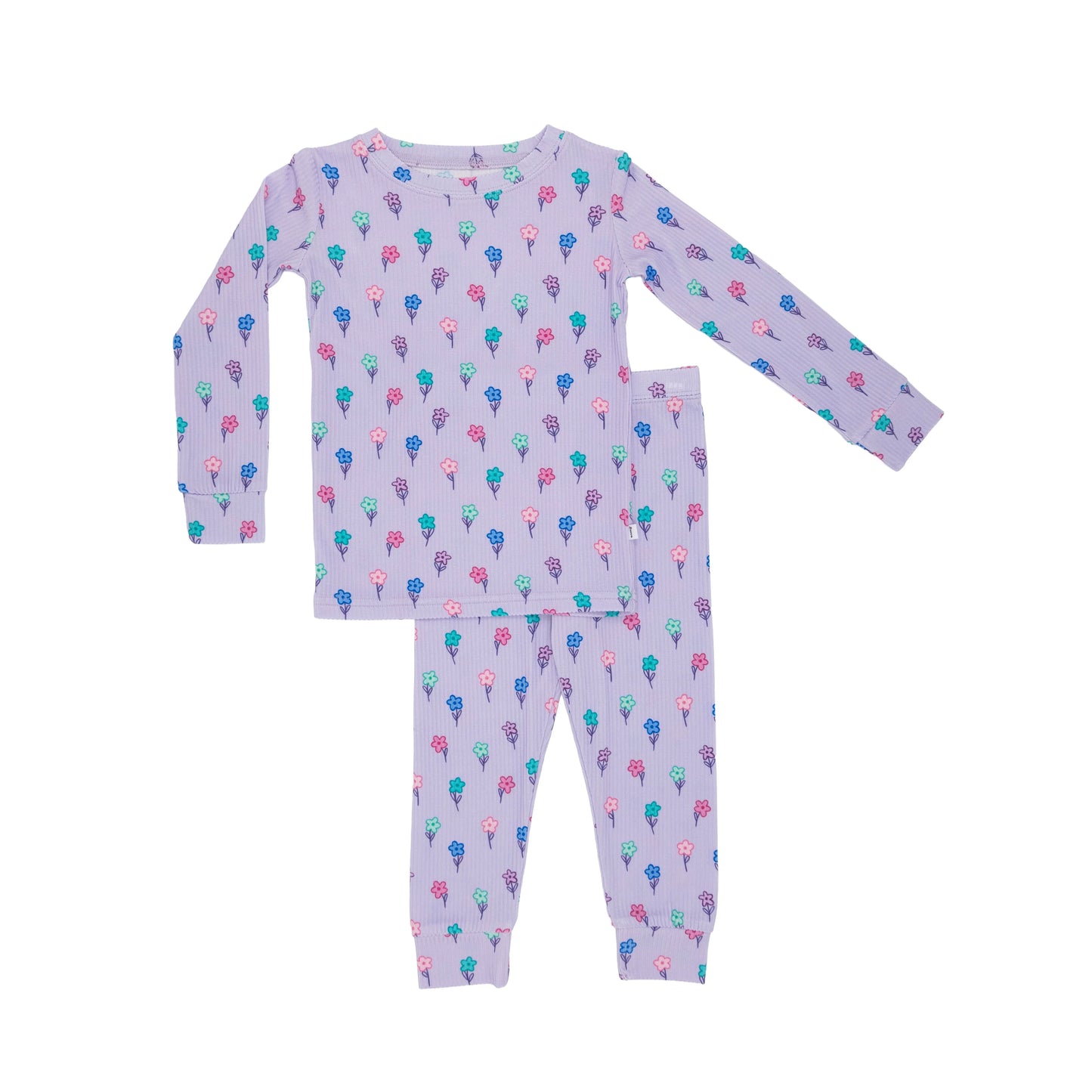 Ribbed Two-Piece Bamboo Pajama Set | Lilac  Daisies