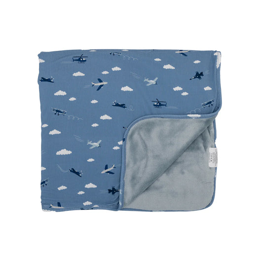 Take Flight Blue Small Ribbed Bamboo Plush Blanket