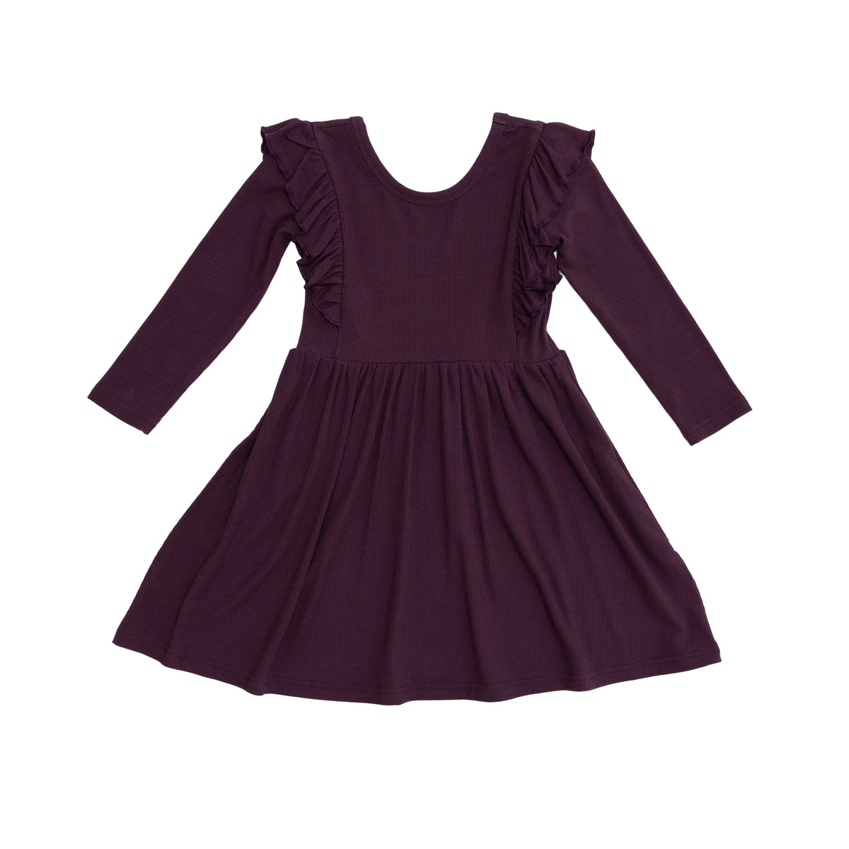 Ruffle Long Sleeve Dress | Mulberry (Small Ribbed)